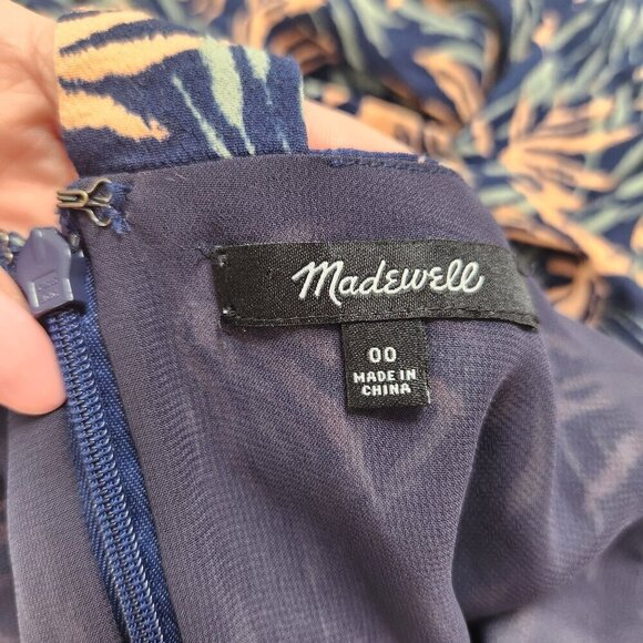 Madewell V-Neck Wide-Leg Jumpsuit Oasis Palms Print Summer Onepiece Size 00 - Picture 8 of 10